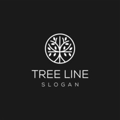 
Tree circle logo icon design template. Round garden plant natural line symbol.
