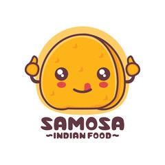 vector samosa cartoon mascot, traditional indian food illustration, suitable for, logos, prints, stickers, etc