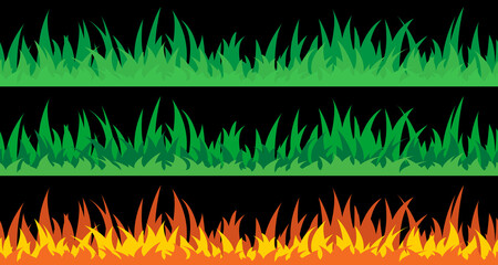 Vector illustration the set of seamless the grass.