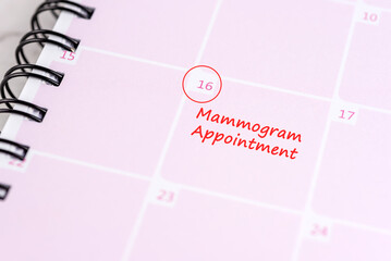 Mammogram Appointment Date on Calendar - Health Concept
