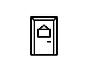 Door icon concept. Single premium editable stroke pictogram perfect for logos, mobile apps, online shops and web sites. Vector symbol isolated on white background.