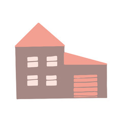 house hand drawn doodle, vector. decor, icon. scandinavian. minimalism. sticker, poster, card. building.