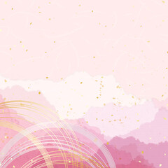 金銀の水引と、ちぎった和紙を重ねたような和風背景イラスト