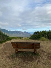 lone bench in the mountains