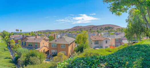 Fototapeta na wymiar Fenced residential area at Ladera Ranch in Southern California