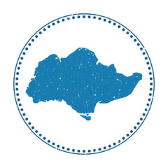 Sentosa sticker. Travel rubber stamp with map of island, vector illustration. Can be used as insignia, logotype, label, sticker or badge of the Sentosa.