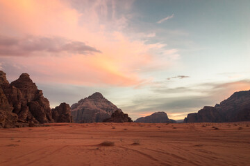 Scenic Wadi Rum mountains lanscape