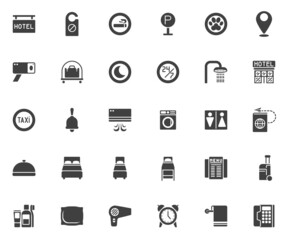 Hotel and travel service vector icons set