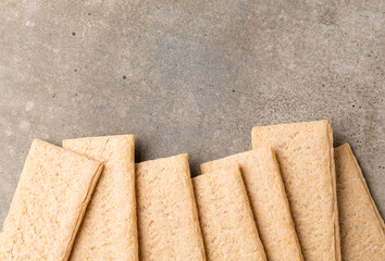 Grain crispbread. Diet food, low calorie foods.