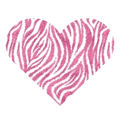 Heart with zebra stripes. Pink metallic vector illustration.
