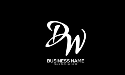 Alphabet DW or WD hand writing signature monogram vector logo template