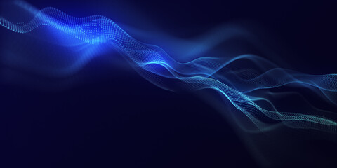 technology background with blue light digital effect corporate concept. Abstract background with interweaving of dots . 3D rendering.

