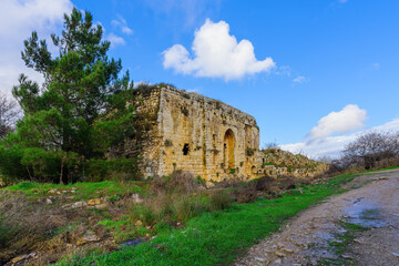 The crusader Hunin Castle, in the Galilee Panhandle