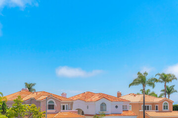 Fototapeta na wymiar Clay tiles roofing of the houses at Laguna Niguel in Southern California
