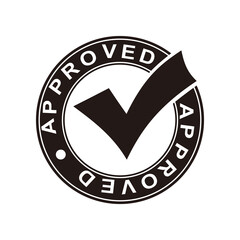 Approved black vector seal on white background