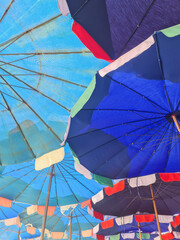 blue beach umbrella background in inside view © squallice