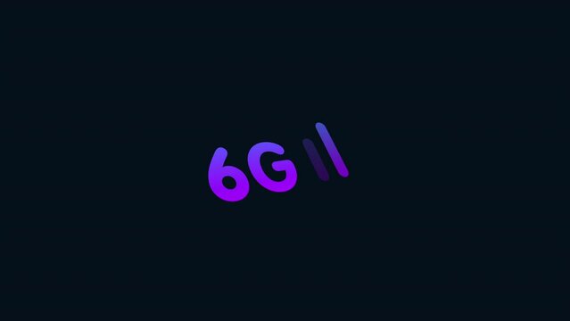 6G icon animation - gradient color.  4K Video motion Animation.  purple and blue.