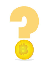 Question mark with Bitcoin symbol.