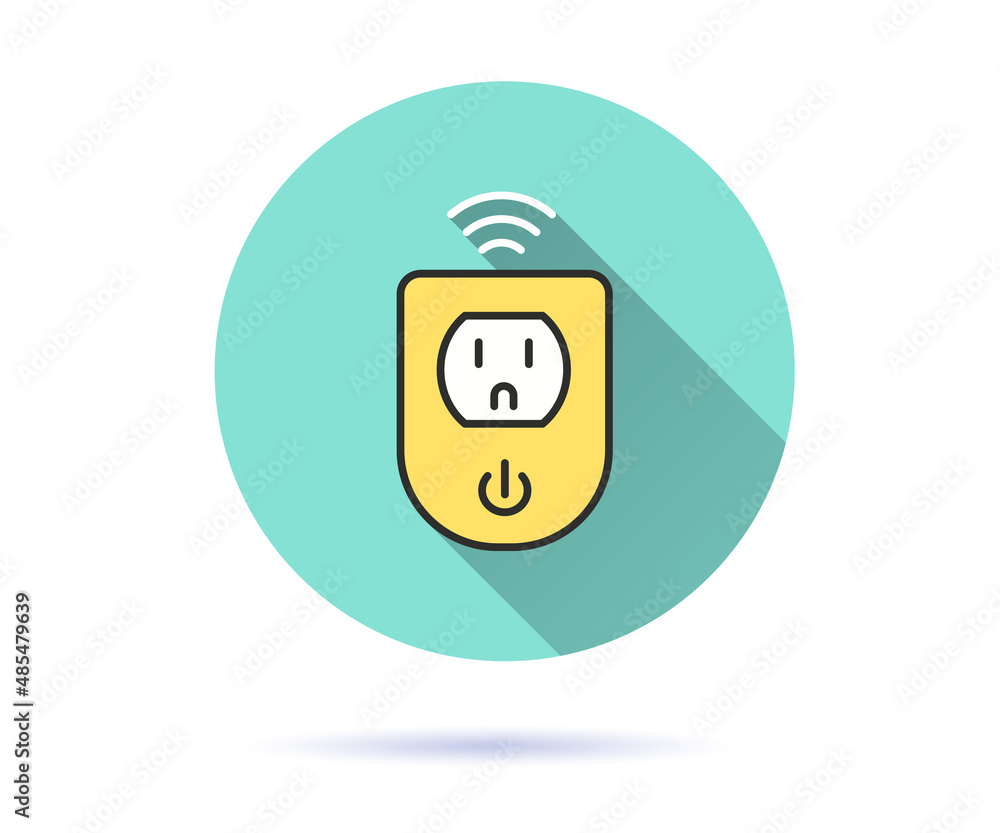 Poster smart socket icon with long shadow for graphic and web design.