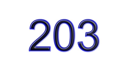blue 203 number 3d effect white background
