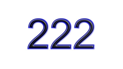 blue 222 number 3d effect white background