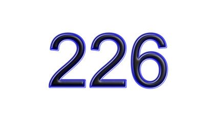 blue 226 number 3d effect white background