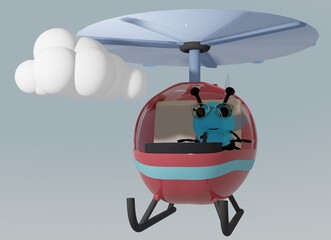 Blue Bee and Helicopter and cloud