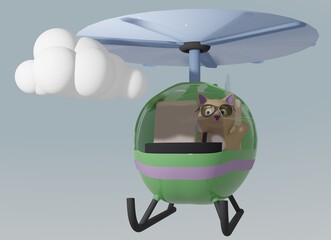 Cat and Helicopter and cloud