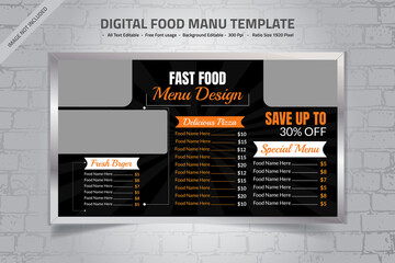 Digital Food Menu Design Template