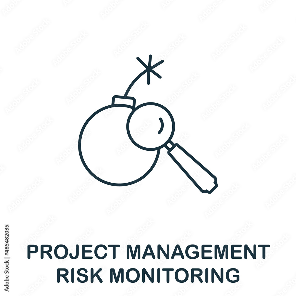 Aufkleber risk monitoring icon. line element from project management collection. linear risk monitoring icon s