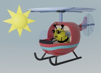 Bee and Helicopter and sunny sky