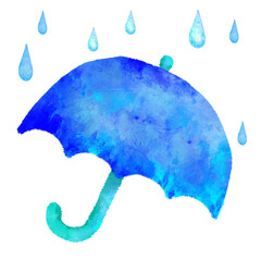 雨　雫　天気　水彩　傘　てるてる坊主　曇