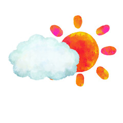 天気　アイコン　雨　晴れ　曇り　花粉　水彩