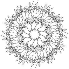 Mandala with Easter eggs in flowers, coloring page for holiday activity