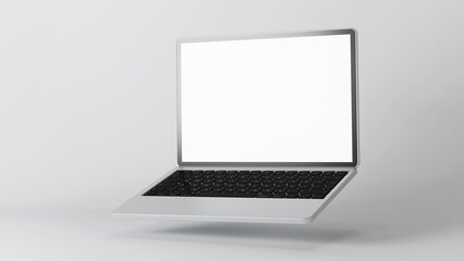 Laptop on an empty background.. Mockup. 3D rendering.