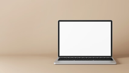 Laptop on an empty background.. Mockup. 3D rendering.