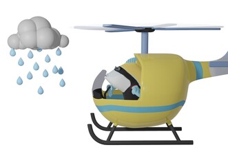 Fish and Helicopter and rain and clouds