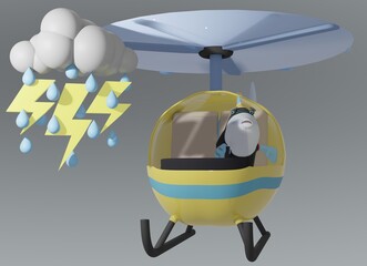 Fish and Helicopter and rain and lightening
