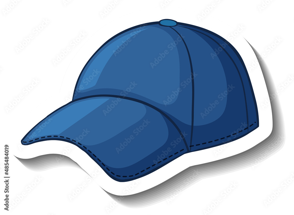 Wall mural blue baseball cap in cartoon style