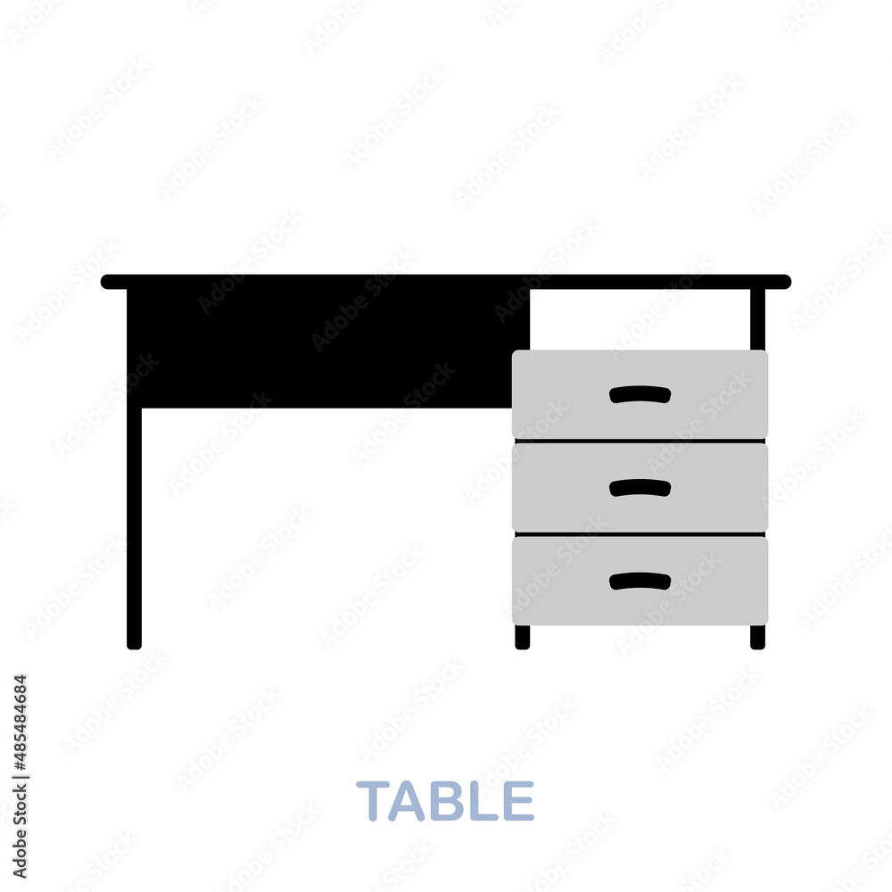 Poster table flat icon. colored element sign from office tools collection. flat table icon sign for web des