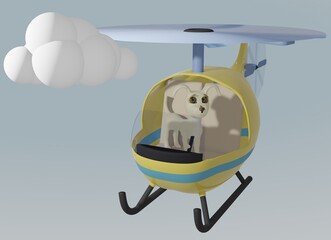 Dog and Helicopter and cloud