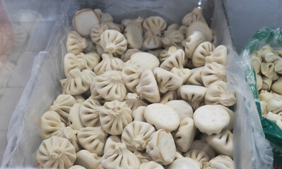 refrigerator in which khinkali lie. Georgian national dish
