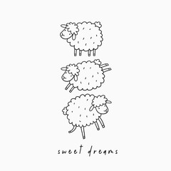 Cute cartoon sheep - vector print.  © NadezdaBarkova