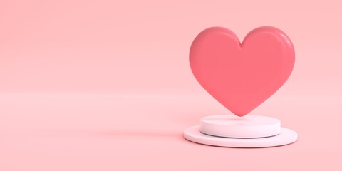 3D rendering background, Valentine's theme with pink heart.