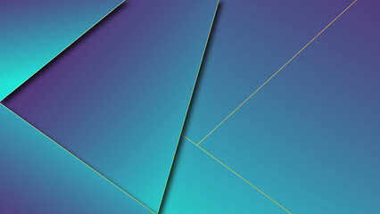 Abstract background with lines Geometric Celebration Background. Crystal Triangle Blue Luxury Wallpaper. Gold Lines Triangular Luxury Poster.
