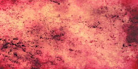 Red and yellow background with texture of a metal wall with cracks and scratches which can be used as a background. A sheet of old rusty metal painted with red cracked paint. Abstract background.