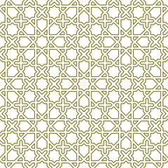 Seamless geometric ornament based on traditional islamic art. Contoured lines.