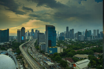 Naklejka na ściany i meble Just before sunset time in Jakarta