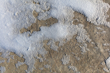 Concrete in the snow in winter.