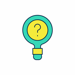 Filled outline Unknown search icon isolated on white background. Magnifying glass and question mark. Vector